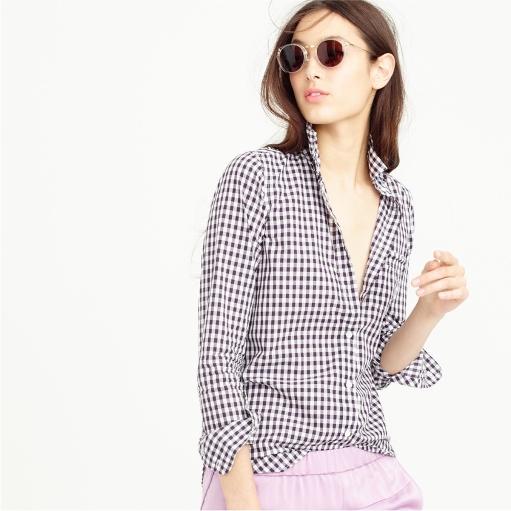 Purple and white striped Button up